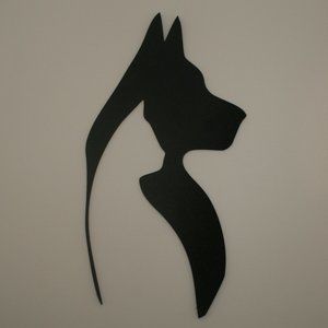 Cat & Dog Silhouette 8 3/8" x 4 1/2" Wall Decor 3D Printed Minimalist Line Art